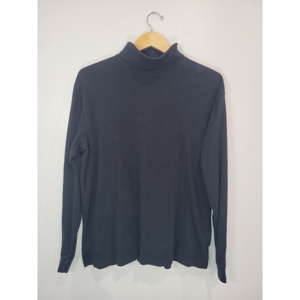 Mens Croft &‎ Barrow Black Long Sleeve Turtleneck Cotton Shirt Size L
